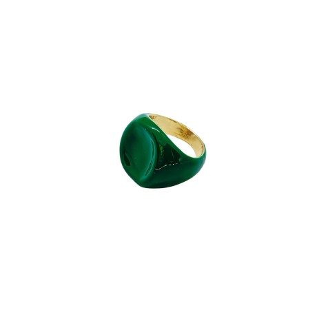 ring metallic with green smalto